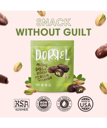 Dorrel Dark Chocolate Covered Medjool Dates with Pistachios | Nutritious High-Energy Snack | Non-GMO & Kosher | 1 Pack - Buy Online on GoSupps.com