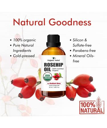 Organic Netra Rosehip Seed Oil for Skin Hydrates & Moisturize Skin 100% Organic Pure & Natural Oil Good Radiant Glow Light Weight All Skin Types 50ml - Buy Online on GoSupps.com