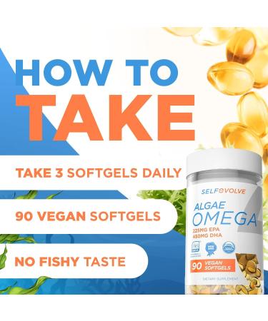 selfevolve Algae Omega 3 1 500mg - Vegan Supplement with Patented Life's Omega 3 - High Dose EPA & DHA - Better Than Fish Oil - Supports Heart Brain Joint Health - 90 Vegan Softgels - Buy Online on GoSupps.com