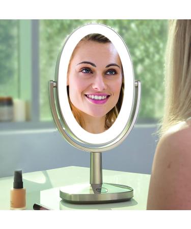 Zadro Newport 10x18 Oval LED Lighted Makeup Mirror - 5X/1X Magnification, Touch Control with Lights - Buy Online on GoSupps.com