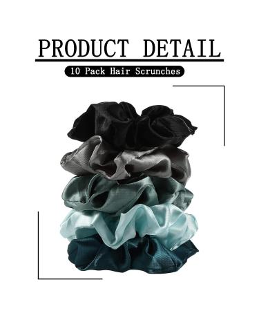 10-Piece Satin Scrunchies Hair Ties - Retro Colors | Elastic Hair Bobbles for Women, Girls, Kids & Adults - Buy Online on GoSupps.com