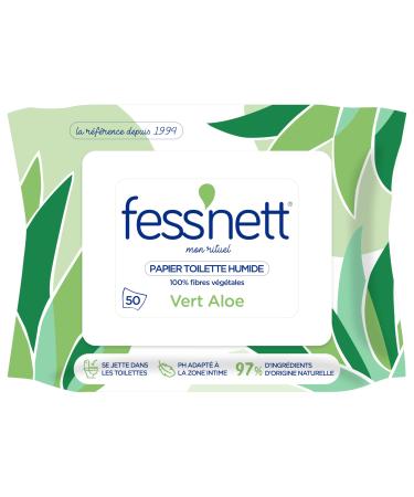 Fess'nett toilet paper moist pocket green aloe 50 pieces - dermatologically tested 0% parabens 0% phenoxyethanol - for normal skin - Buy Online on GoSupps.com