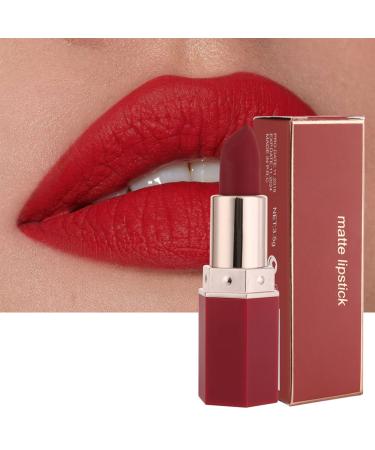 Lipstick Matte Lipsticks For Women Long Lasting Red Lipstick Waterproof Sweatproof Natural Nude Moisturizing Hydrating High Pigmented Smooth Velvet Texture Lip Stick Makeup Gift (04 Scarlet)