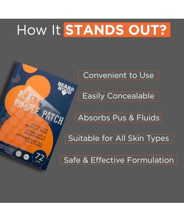Beardhood Acne Pimple Patch | 72 Hydrocolloid Waterproof Acne Patches | Overnight Pimple Relief for All Skin Types - Buy Online on GoSupps.com