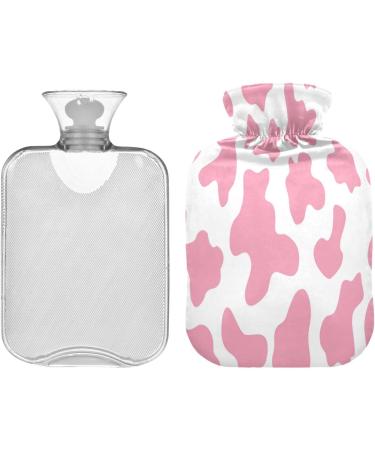 Pink Cow Texture Hot Water Bottle with Cover - 2L Heating Bag for Pain Relief & Sports Injuries | International Shipping Available - Buy Online on GoSupps.com