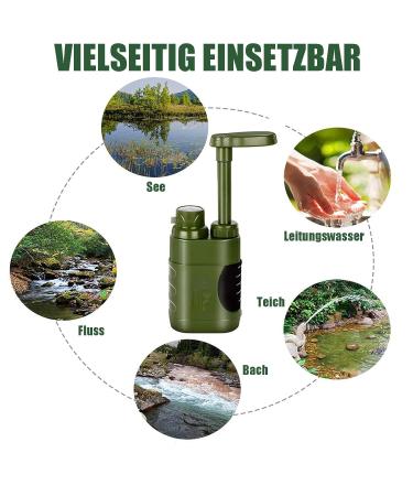 5000L Outdoor Water Filter - Portable Survival Water Purifier for Camping & Emergencies | Army Green - Buy Online on GoSupps.com