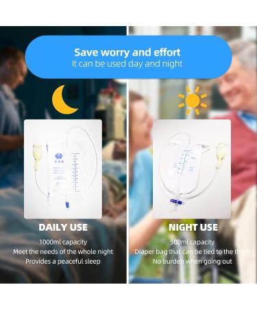 Latex Condom Catheter Set - Self-Sealing with Premium Leg & Urine Bags | 7 Condoms for Day & Night Use - Quick Drainage No Backflow No Leakage (35mm/1.38inch - Buy Online on GoSupps.com