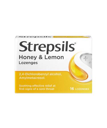 Strepsils Honey & Lemon Lozenges 16s Gluten Free Sore Throat Relief Soothes Sore Throat Fights Infection Works in 5 Mins