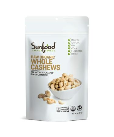Sunfood Raw Organic Whole Cashews 1 lb (454 g)