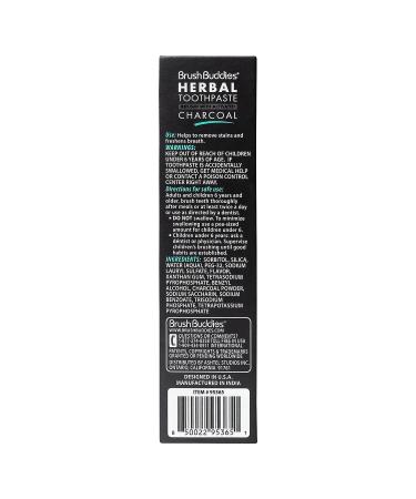 Brush Buddies Herbal Toothpaste with Activated Charcoal - Whitening Charcoal Toothpaste in Cool Mint Flavor - Buy Online on GoSupps.com