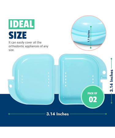 Mrs. Odonto Retainer Case - Pack of 2 - Odorless Mouth Guard Case - Ventilated  Durable & Hygienic for Carrying and Protecting Braces  Dentures & Aligners - 3.14 x 3.14 x 1.1 - (Bluish) Pack of 2 Bluish - Buy Online on GoSupps.com