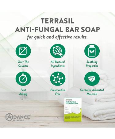Terrasil Antifungal Soap Bar for Jock Itch, Athlete's Foot, Ringworm - Tea Tree Oil & Shea Butter - 3 Bars (75g) - Natural Fungal Infection Treatment - Buy Online on GoSupps.com