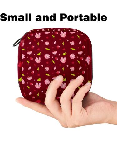 Stylish Storage Bags for Women's Essentials | Red Flower Portable Menstrual Pad & Tampon Holder | Ideal for School & Office - Buy Online on GoSupps.com