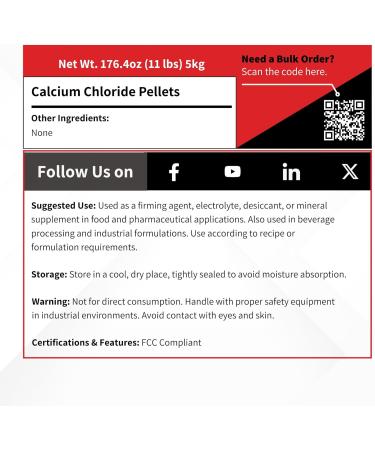 Vivion Calcium Chloride Pellets - 5 kg (11 lb) - Food Grade Anhydrous 94-97% - Buy Online on GoSupps.com