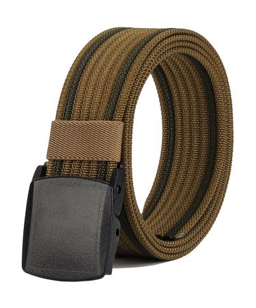 Nylon Belts Men, Military Tactical Belt with YKK Plastic Buckle, Durable Breathable for Outdoor Duty 53"Long1.5"Wide Brown