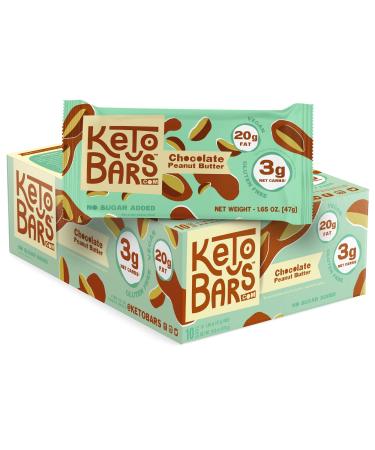 KETO BARS : The Original High Fat Low Carb Ketogenic Bar. Gluten Free Vegan Homemade with simple ingredients. [Chocolate Peanut Butter 10 Pack] - Buy Online on GoSupps.com