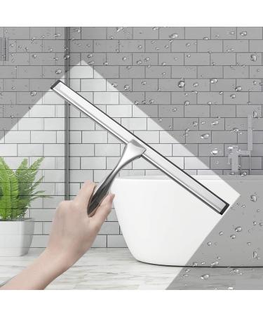 Simtive 12-Inch Shower Squeegee Set with Hooks | Ideal for Shower Doors, Mirrors, and Windows | Silver Finish - Buy Online on GoSupps.com