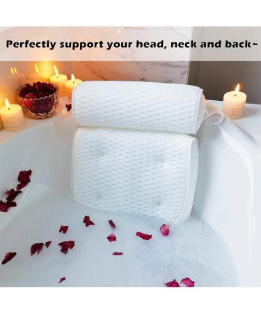 AEROiVi Bathtub Pillow - Neck and Back Support with Non Slip Suction Cups | Spa Bath Cushion - Buy Online on GoSupps.com