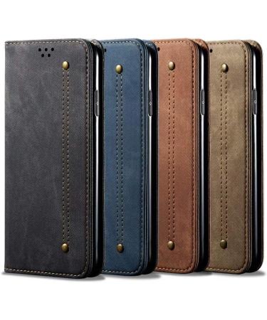 Premium Leather iPhone 15 Case | Stand Function Map Compartment & Magnetic Closure | Black Flip Cover & Protective Case - Buy Online on GoSupps.com
