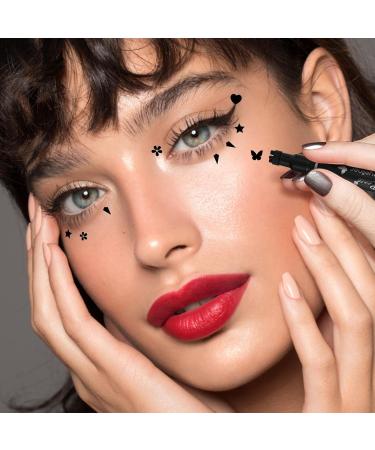 Black Liquid Eyeliner Double Head 2 in 1 Black Liquid Eyeliner Stamp - Waterproof Non-Smudging Eye Makeup Cosmetic for Women Girls Masquerade Halloween Daily Use - Buy Online on GoSupps.com