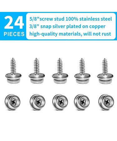 YeeBeny Marine Grade Stainless Steel Boat Canvas Snaps 3/8Socket & 5/8Screw - 24pcs Set for Boat Covers - High-Quality Materials - Buy Online on GoSupps.com