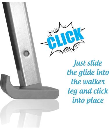 Top Glides Click Go Ski Glides for Stander EZ Fold-N-Go & Able Life Space Saver Walker - Gray - Buy Online on GoSupps.com