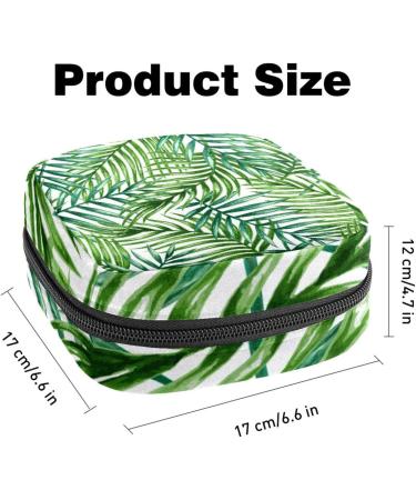 Stylish Menstruation Pad Bag with Zipper | Women's Napkin & Tampon Storage | Tropical Palm Leaves Green Watercolor Design - Buy Online on GoSupps.com