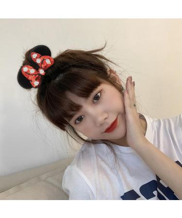 Mouse Ear Hair Scrunchies for Girls | Uooker Velvet Sequin Bow Hair Bands | Cute Elastic Hair Ties & Accessories for Birthday Parties & Cosplay - Buy Online on GoSupps.com