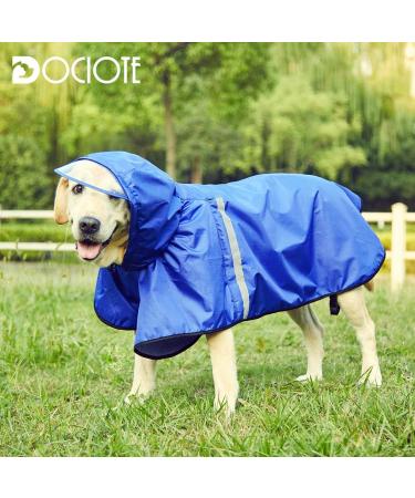 Docio Waterproof Dog Raincoat with Hood & Reflective Strip - Large 6XL Blue Jacket for Medium & Large Dogs - Buy Online on GoSupps.com