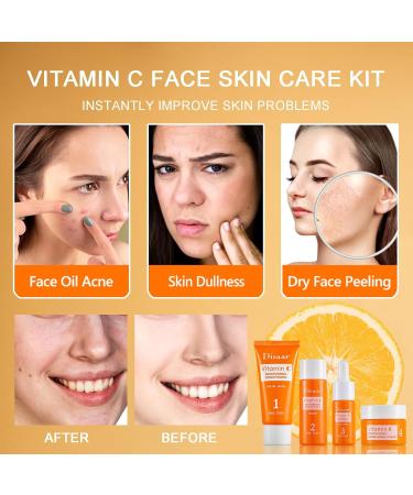 Vitamin C Skincare Set for Teens | 5-in-1 Travel Size Facial Kit for Women & Girls | Cleanser Toner Serum Cream for Deep Nourishment & Smooth Skin - Buy Online on GoSupps.com
