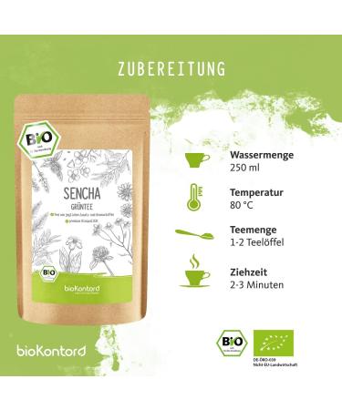 Organic Green Sencha Tea 1000g | Aromatic Loose Cut | 100% Natural | BioKontor - Buy Online on GoSupps.com