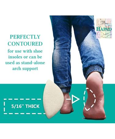 Hapad Scaphoid Pads - Arch Support Insoles for Arch Pain Relief - Self-Adhesive Wool Felt Shoe Inserts 5/16 Inch Thick - Small (12 Pairs) - Buy Online on GoSupps.com