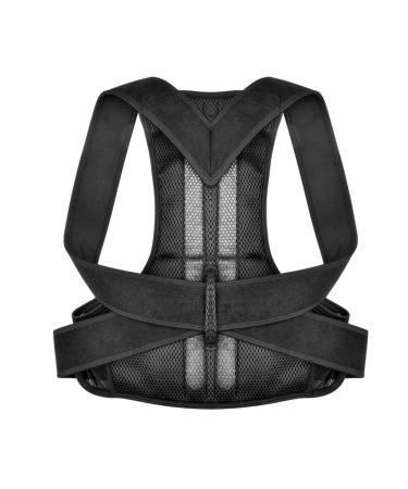 Posture Corrector for Women Men Kids Back Brace Double-Layer Breathable-Adjustable Waist Support Lumbar Belt Back Straightener for Upper Back Pain Relief (Color : Black Size : X-Small) (Bl (Black X Black XXX
