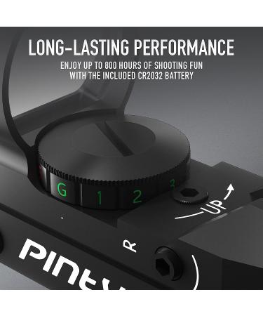 Pinty Red Green Dot Sight Reflex Tactical Riflescope | 4 Reticle Patterns | 20mm Free Mount Rails | Black Khaki - Buy Online on GoSupps.com