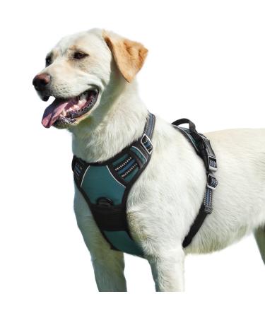 Eagloo dog harness Large dogs anti -train dog harness with reflex strips and control adjustable and adjustable dishes dog large chest harness for labrador dark green L l (1 Pack) dark green