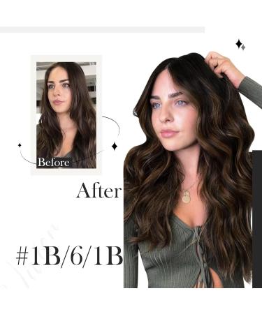 Vivien Clip-In Extensions | Real Hair Balayage Ombre #1B/6/1B | Natural Black to Medium Brown | 25cm 7pcs 80g - Shop Now! - Buy Online on GoSupps.com