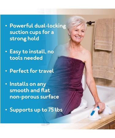 Carex Suction Shower Grab Bar 12 (30.4 cm) Ultra Grip Shower Handle - Dual Locking Grab Bars for Bathtubs and Showers Seniors Disabled Handicap Elderly Assistance Product White and Blue - Buy Online on GoSupps.com