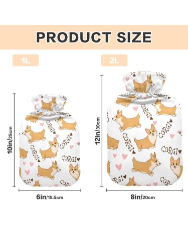 Cartoon Welsh Corgi Hot Water Bottle with Cover - 2L Heating Bag for Pain Relief | Perfect for Women | International Shipping - Buy Online on GoSupps.com