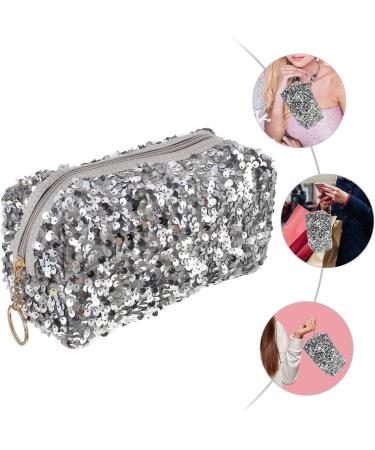 Lurrose Portable Cosmetic Bag | Silver 19x10CM Square Travel Toiletry Bag for Women - International Shipping Available - Buy Online on GoSupps.com