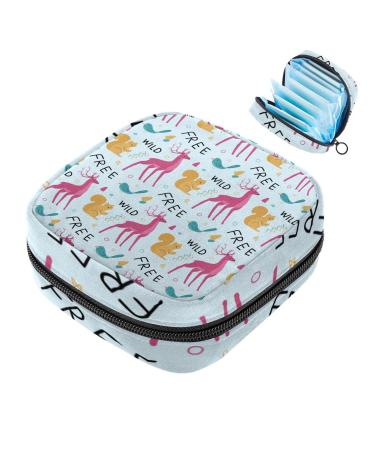 Rosa deer yellow squirrel free wild sanitary napkins storage bag menstruation pad bag pocket portable menstrual cup pocket with zipper for teenage girls women women women