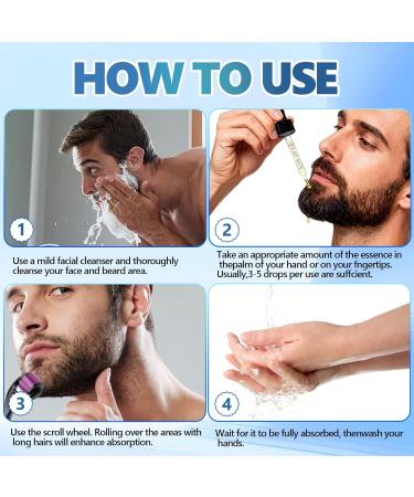 Kit de croissance de barbe Soin Barbe Homme Huile de S rum de Croissance Huile Pousse avec Rouleau Cadeau Homme Un Cadeau pour les Maris P res et Hommes(60 ml) - Buy Online on GoSupps.com