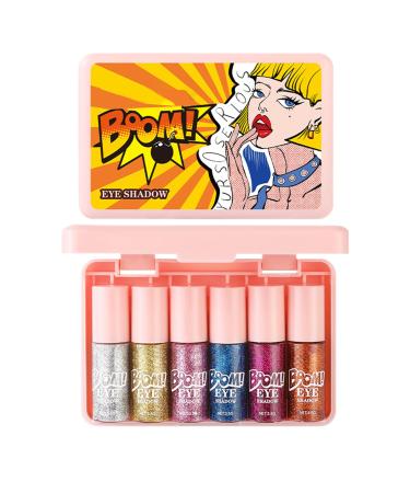 Liquid Eye Umbrella | 6 Pack Waterproof Shimmer Eyeshadow Heavy Duty High Coverage Palette for Daily Use Festival and Photos