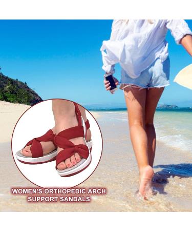 Buy Women's Chaies Sandals with Foot Vault Support - Comfortable Low Wedge Summer Beach Shoes with Adjustable Straps - Elegant 37 EU Red - Buy Online on GoSupps.com