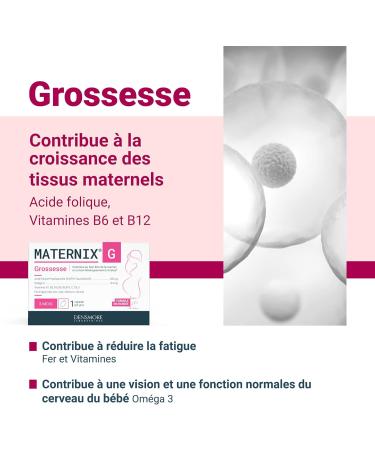 Densmore - MATERNIX G Pregnancy Vitamins - Folic Acid Pregnancy Supplement - Specific for pregnant women - Fatigue Memory and Immunity - 90 capsules - 3 month cure - Made in Europe - Buy Online on GoSupps.com