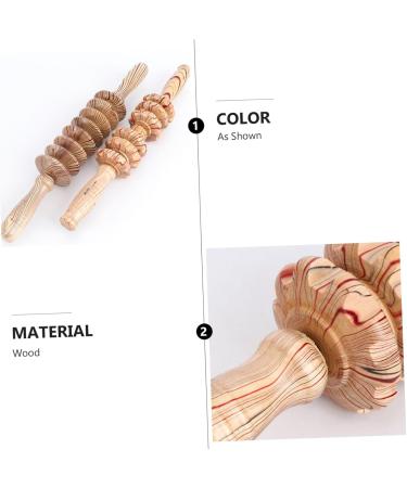 Lurrose Wooden Massage Roller - 2-Piece Wood Muscle Massager for Back & Body Fitness | International Shipping - Buy Online on GoSupps.com