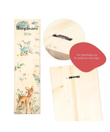 Personalized Children's Yardstick (80-140 cm) - Animal Motifs for Kids' Room Decor - Perfect Birth Gift - Wooden Measure Band - Buy Online on GoSupps.com