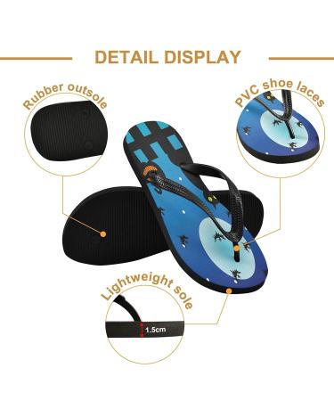 Mnsruu Halloween Flip Flops - Pumpkin Bat Owl & Castle Designs | Fun & Unique Footwear for All Ages - Buy Online on GoSupps.com