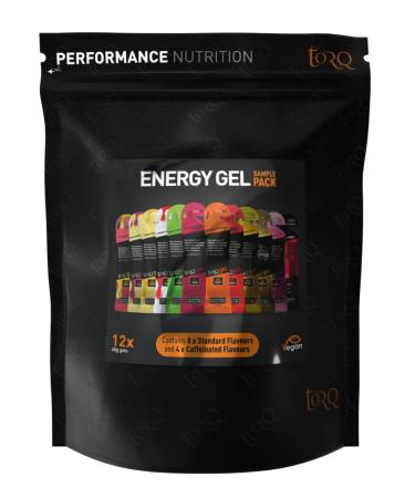 Torq Energy Gel Sample Pack of 12 - Ultimate On The Go Quick Release Energy - 30g of Carbohydrates - Running/Cycling/Sports Gels - Taster Pack - Natural & Vegan