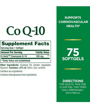 Nature s Bounty CoQ10 100 mg - Supports Healthy Blood Pressure | Rapid Release Softgels | 75 Count | Premium Quality Dietary Supplement - Buy Online on GoSupps.com