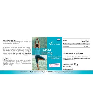 MSM 500 mg 120 capsules methylsulfonylmethane high dose vegan bioavailable supplements from Germany Vitamin trend - Buy Online on GoSupps.com